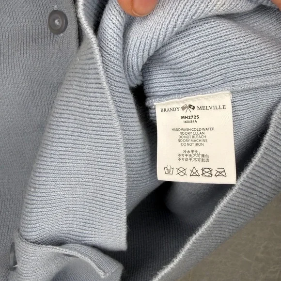 Brandy Melville Sweater Vest Women One Size Blue Cropped Button Front MH272S - Picture 5 of 6